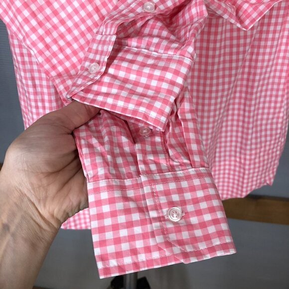 TYLER Boe Sherri Blossom Pink White Gingham Button Down Tunic Longer Blouse Sz 4 - Picture 6 of 11